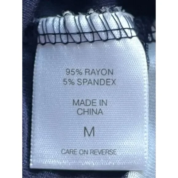 Womens New York & Co Surplice Cross-over Tank Top Blouse  - Sz Med - Navy & Whit - Picture 8 of 10